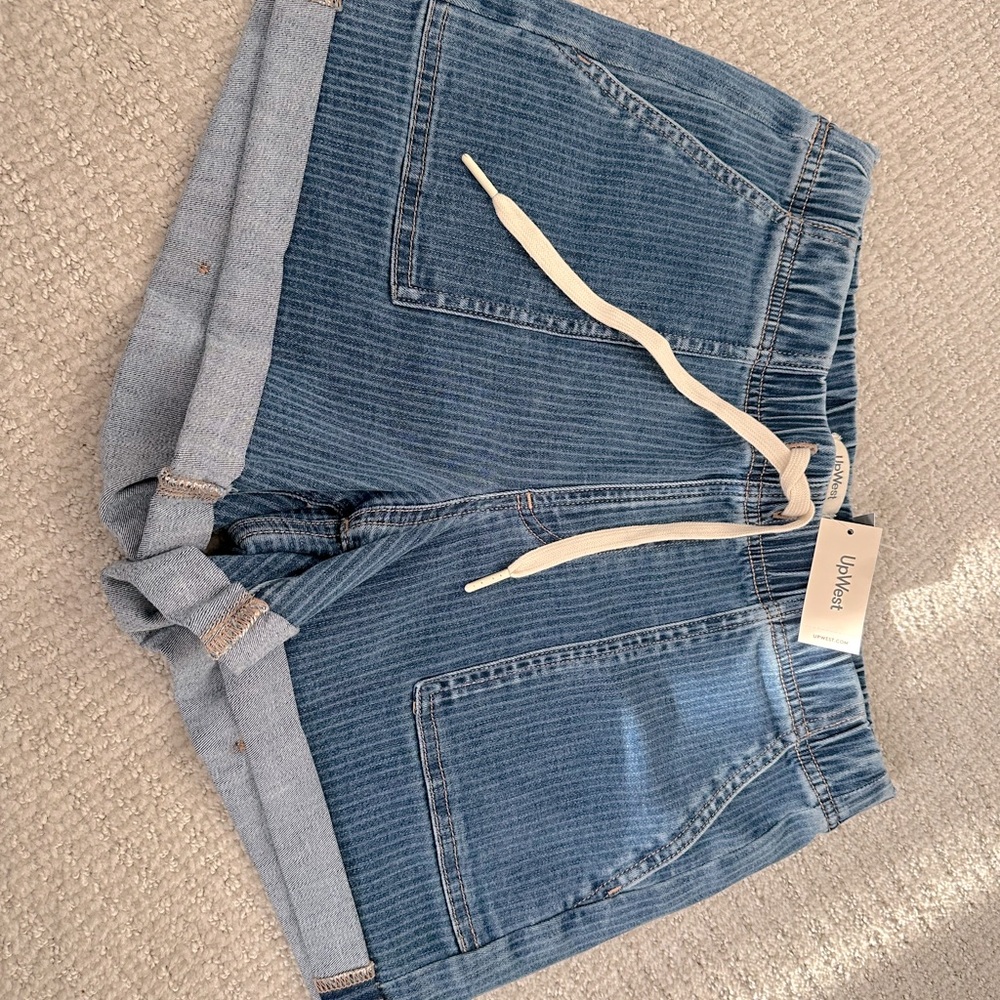 Up West denim striped shorts